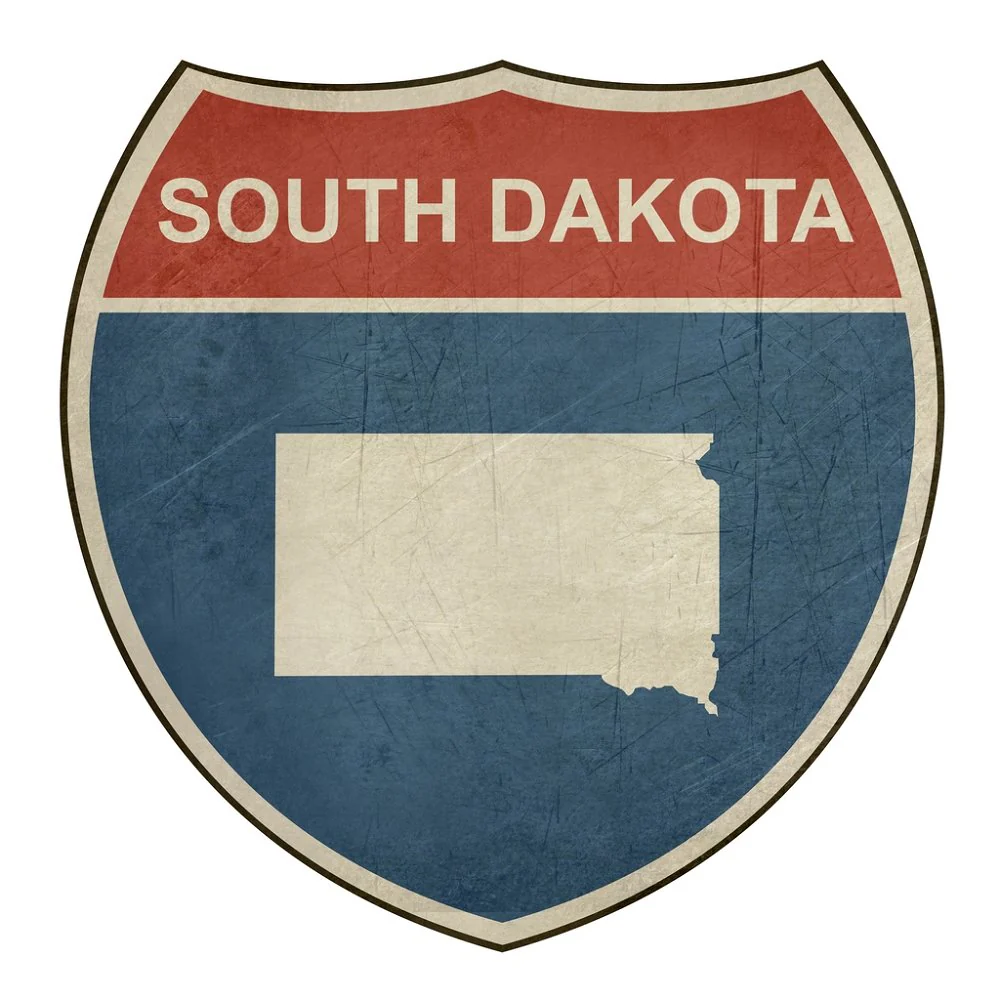 Grunge Highway Sign Fabric Panel - South Dakota