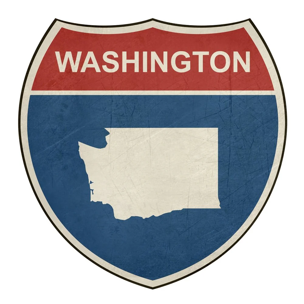 Grunge Highway Sign Fabric Panel - Washington
