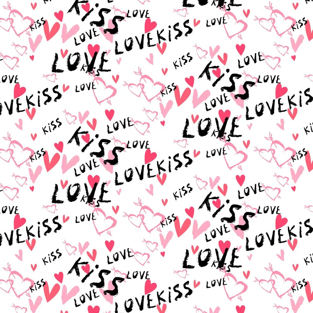 Grunge Love & Kiss Fabric