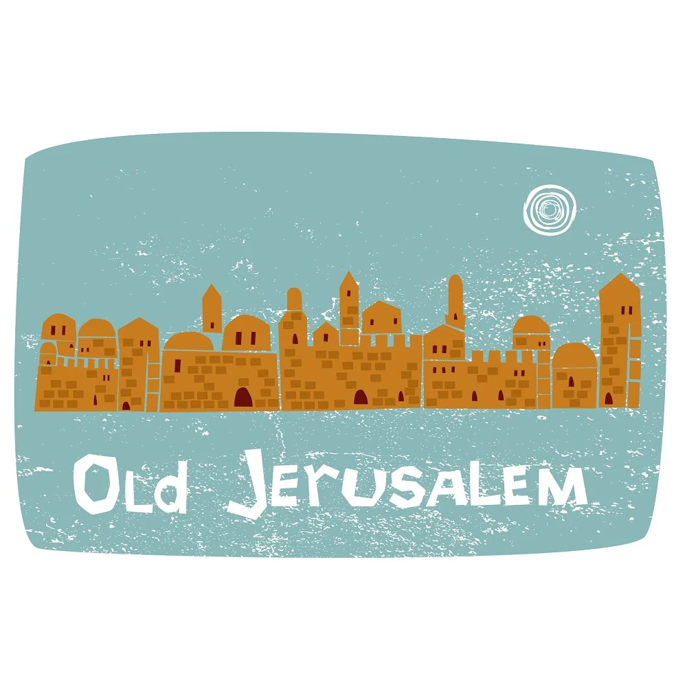 Grunge Old Jerusalem Fabric Panel