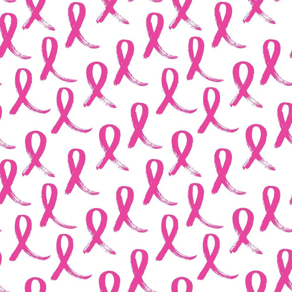 Grunge Pink Ribbon Breast Cancer Fabric