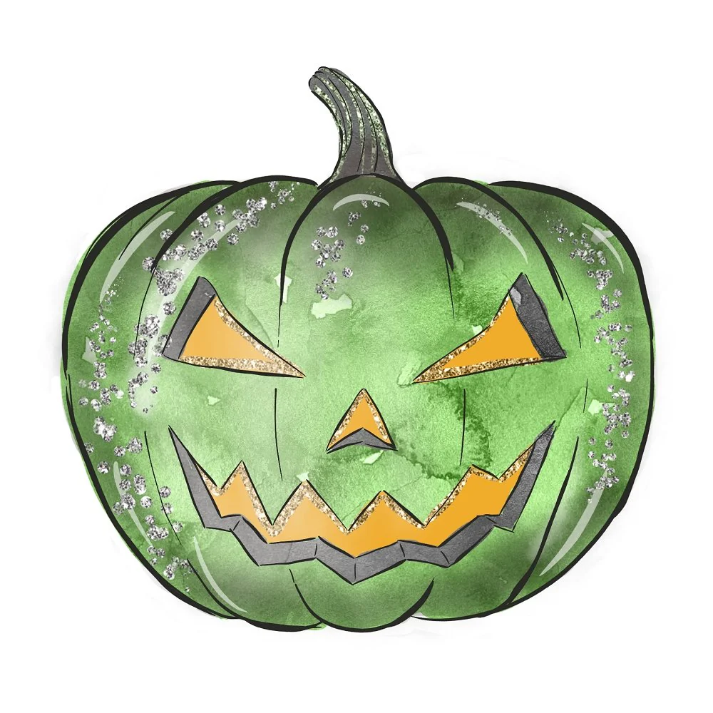 Halloween Candy Pumpkin Fabric Panel - Green