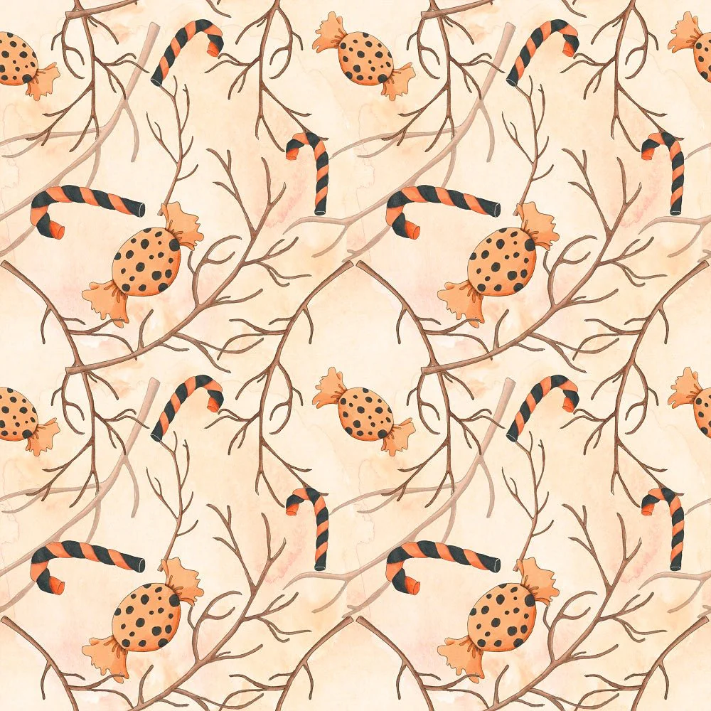 Halloween Candy with Branches Fabric