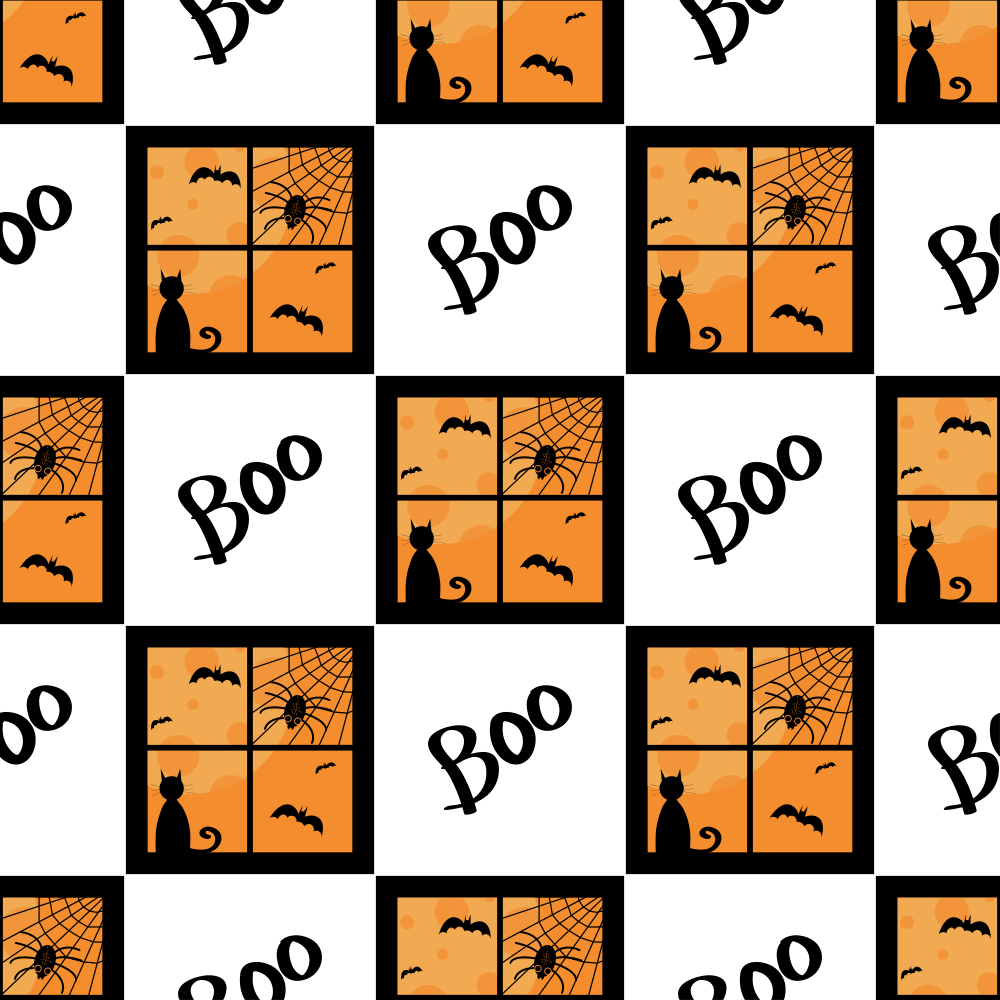 Halloween Cat in Window Fabric