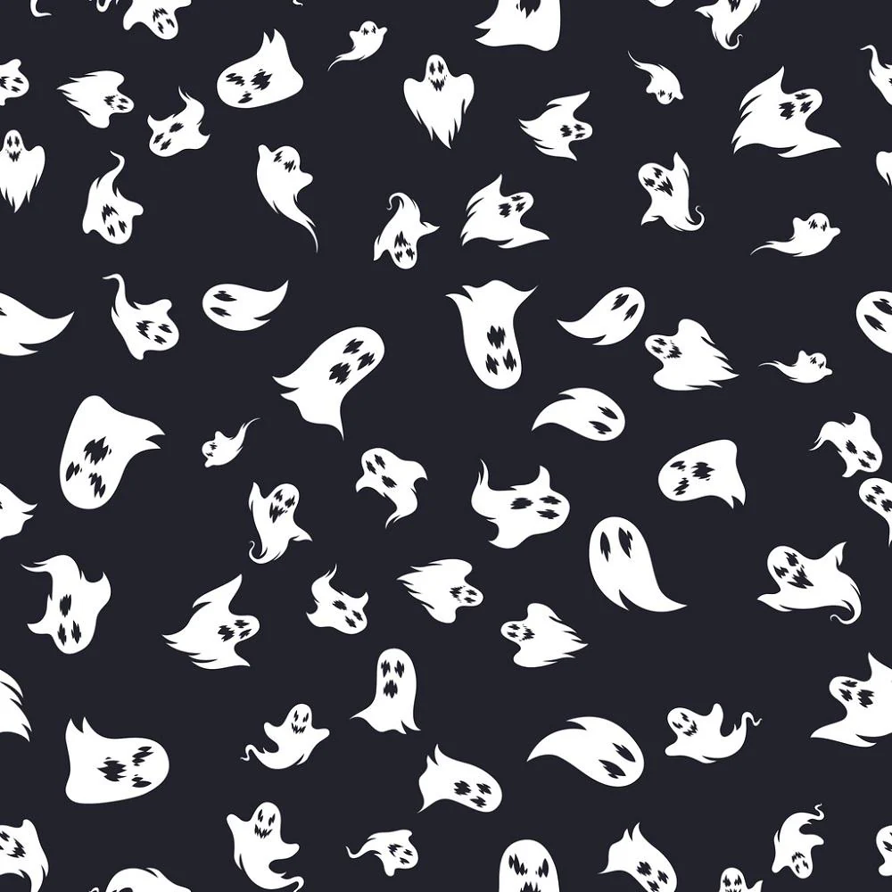 Halloween Ghosts Allover Fabric - Black