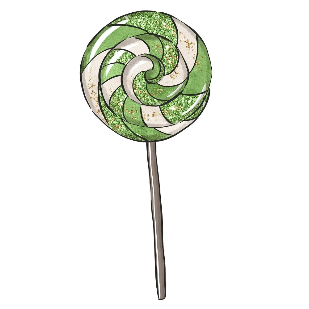 Halloween Lollipop Fabric Panel - Green