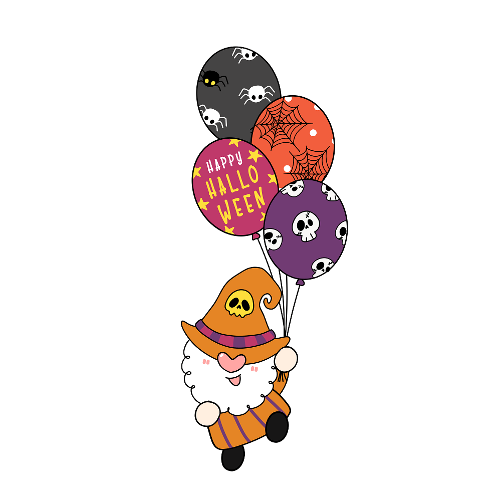 Halloween Party Gnome Fabric Panel