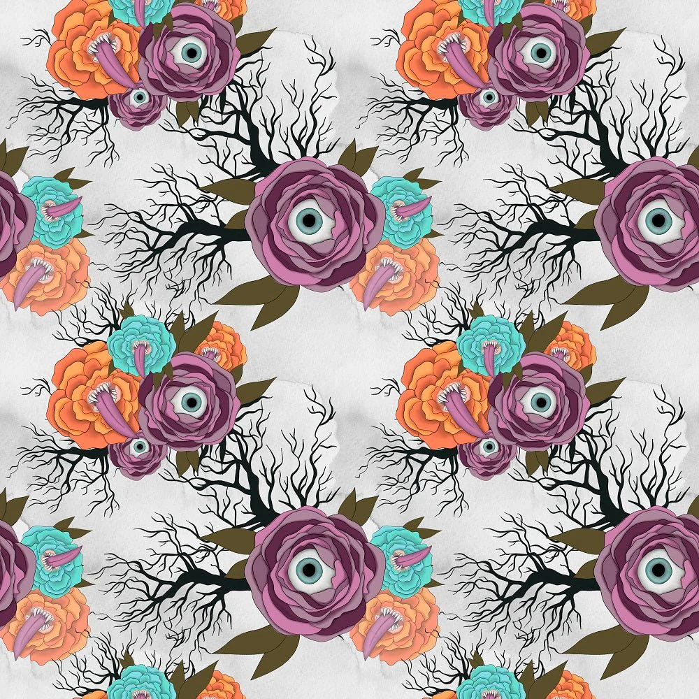 Halloween Please! Flowers with Eyes Fabric