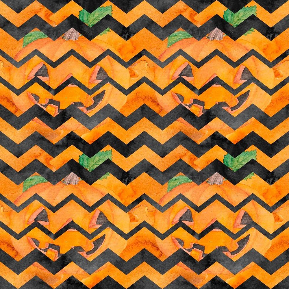 Halloween Please! Pumpkins Chevron Fabric