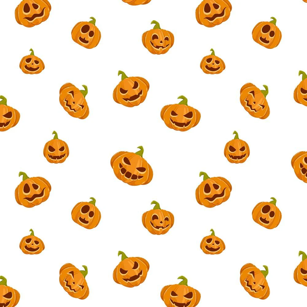 Halloween Pumpkins Allover Fabric - White
