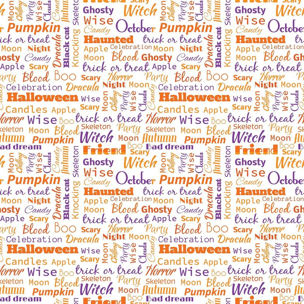 Halloween Theme Word Fabric
