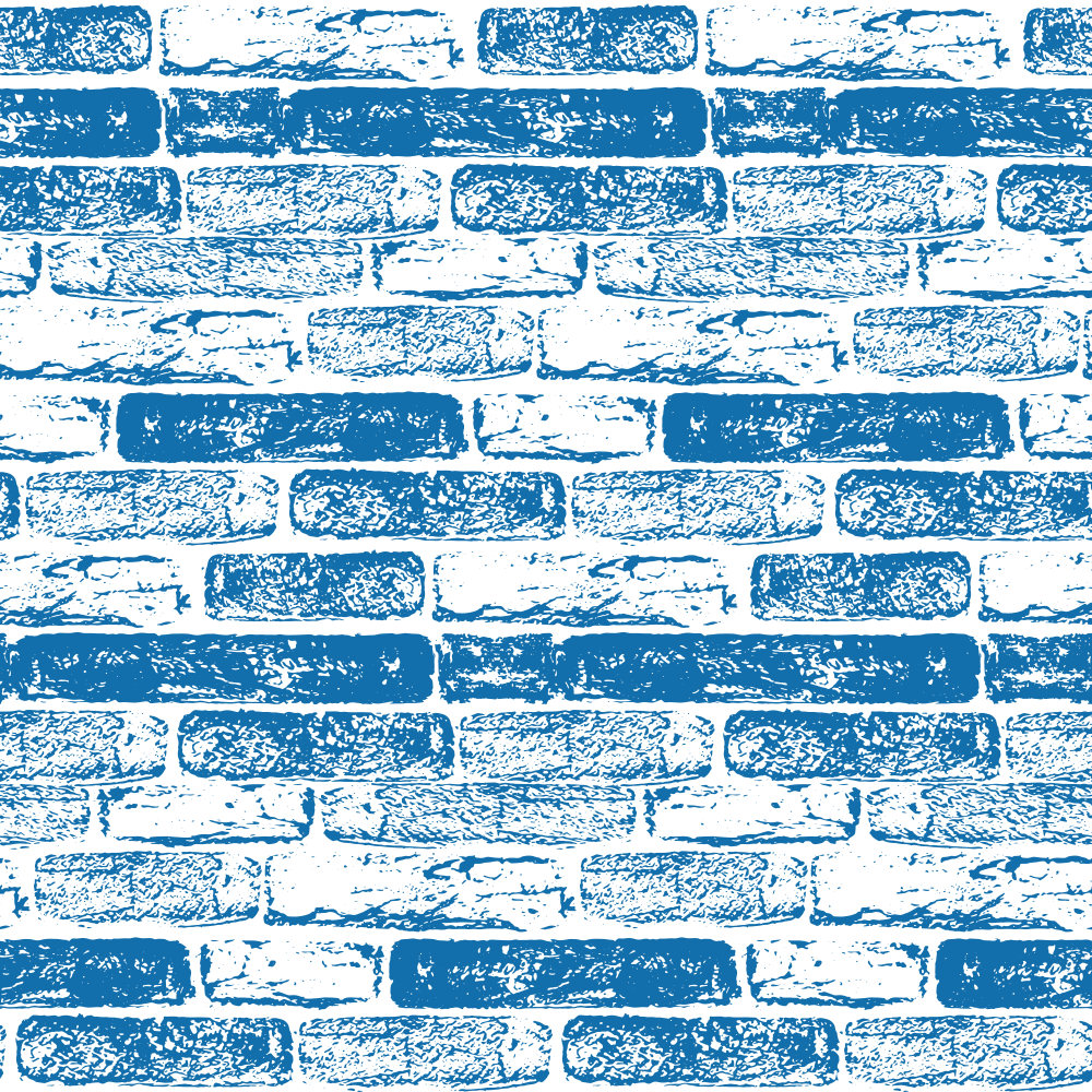 Hand Drawn Brick Wall Fabric - Blue