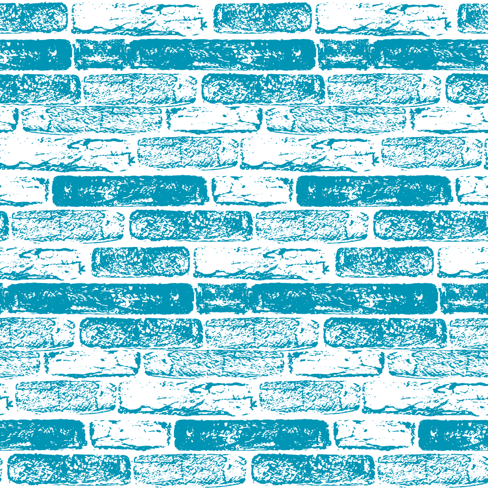Hand Drawn Brick Wall Fabric - Cerulean Blue