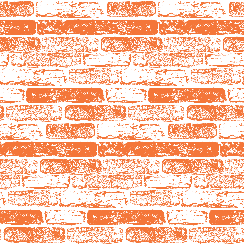 Hand Drawn Brick Wall Fabric - Pumpkin