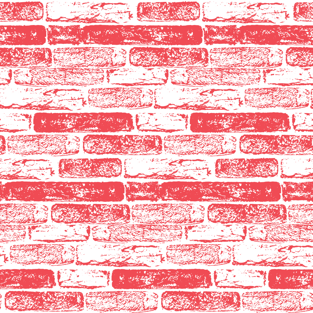 Hand Drawn Brick Wall Fabric - Red