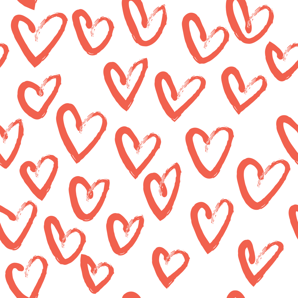 Hand Drawn Hearts Fabric - Cinnabar
