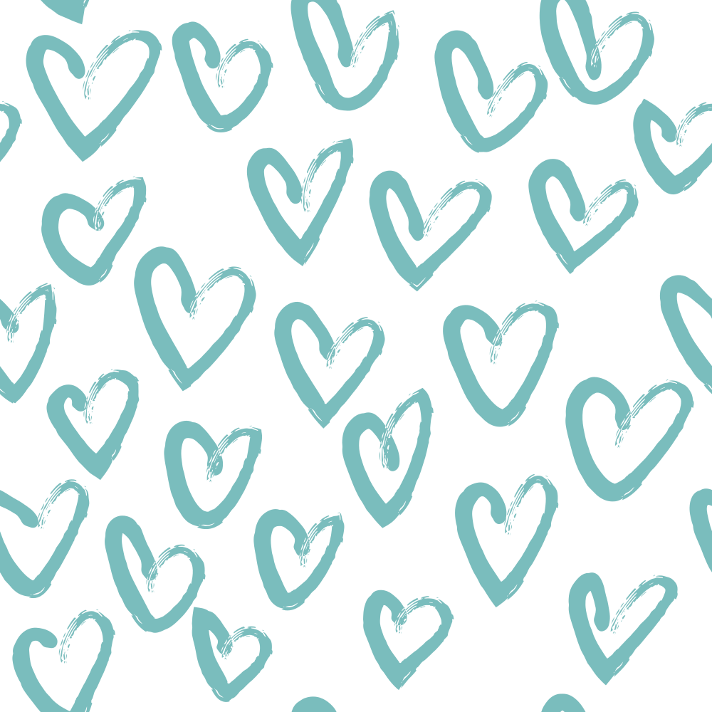 Hand Drawn Hearts Fabric - Cornflower