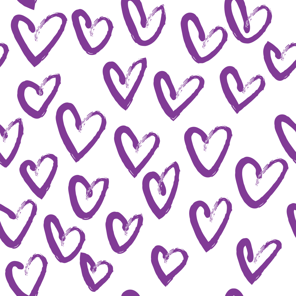 Hand Drawn Hearts Fabric - Grape