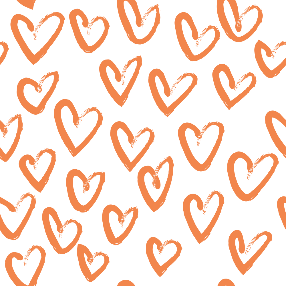 Hand Drawn Hearts Fabric - Soft Orange