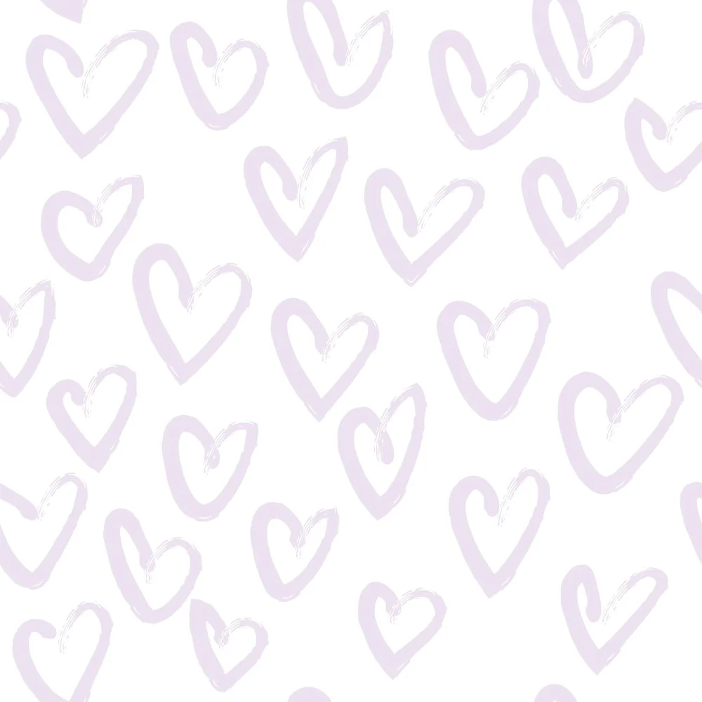 Hand Drawn Hearts Fabric - Vintage Violet