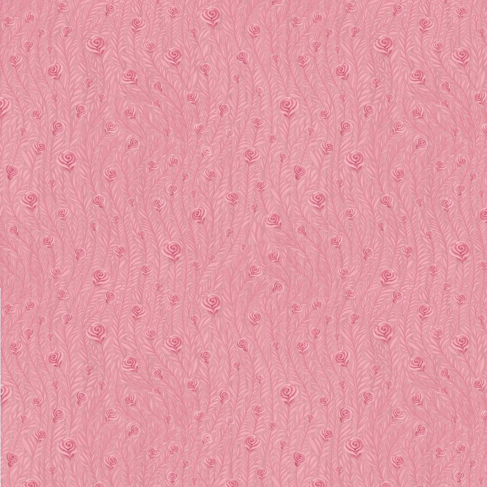 Hand Drawn Rose Flowers And Leaves Fabric - Pink
