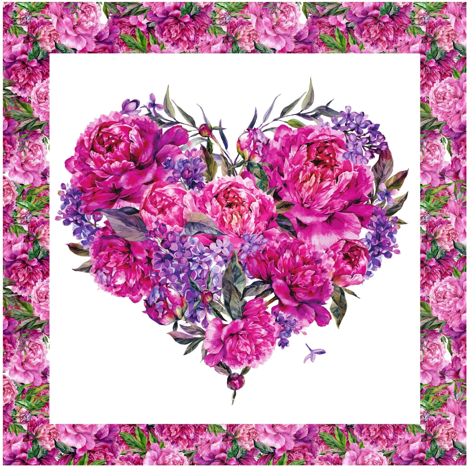 Hand Drawn Rose Peonies Pillow Panels - Image 2