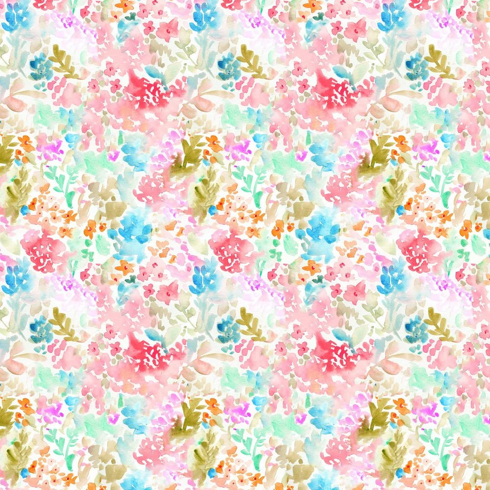 Hand Painted Abstract Flowers Fabric