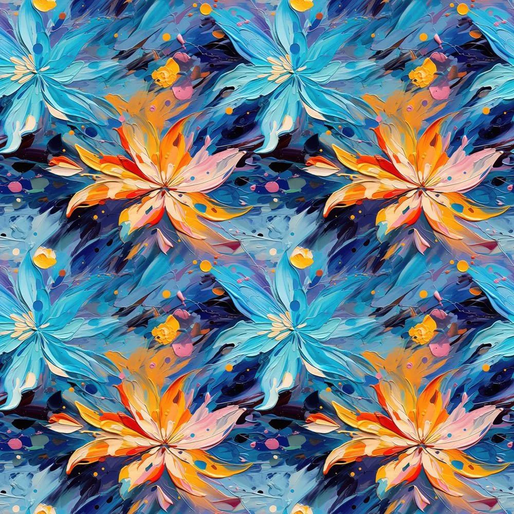 Hand Painted Flower Explosion Fabric