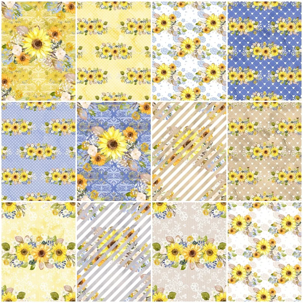 Hand Painted Sunflowers Fat Eighth Bundle - 12 Pieces