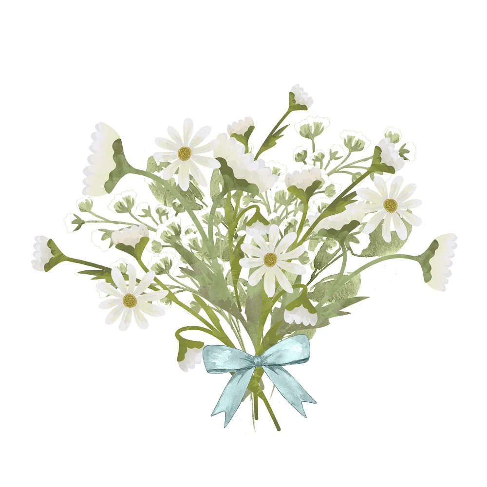 Hand Picked Daisy Bouquet Fabric Panel