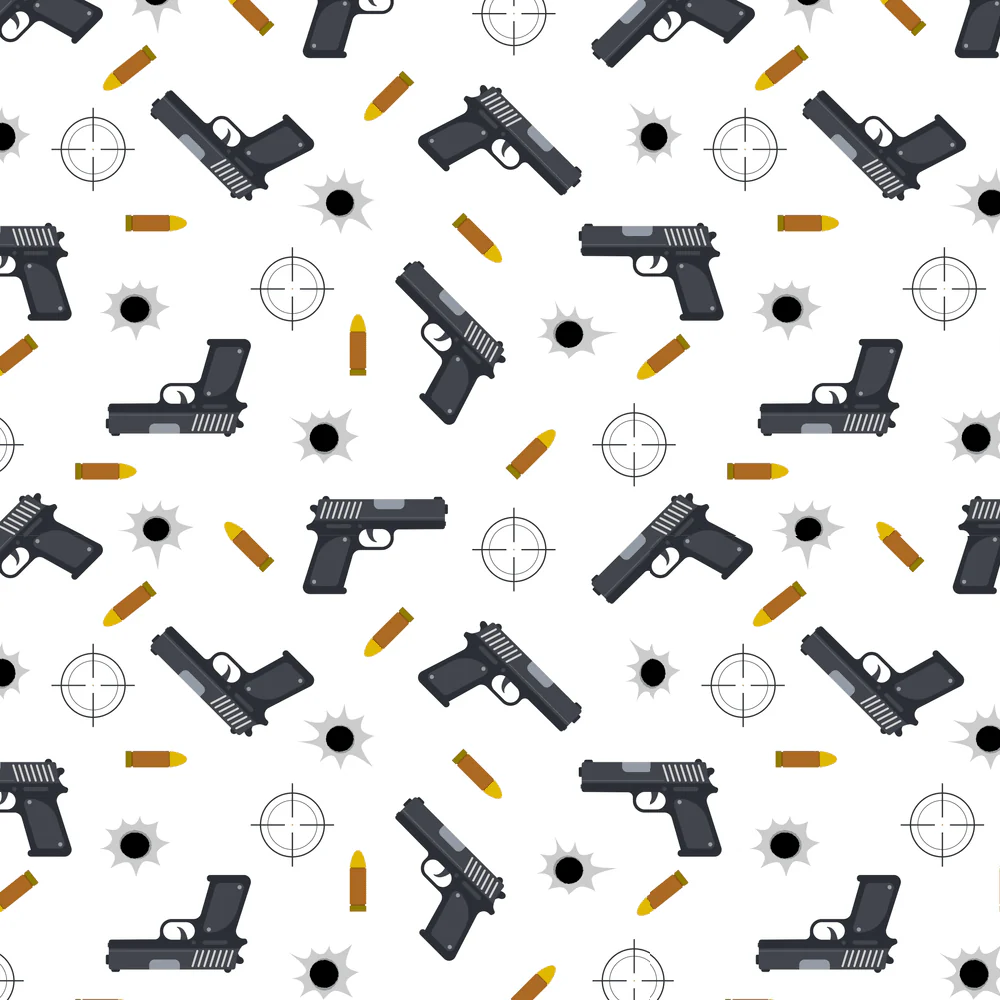 Handgun Bullet Hole Fabric - White
