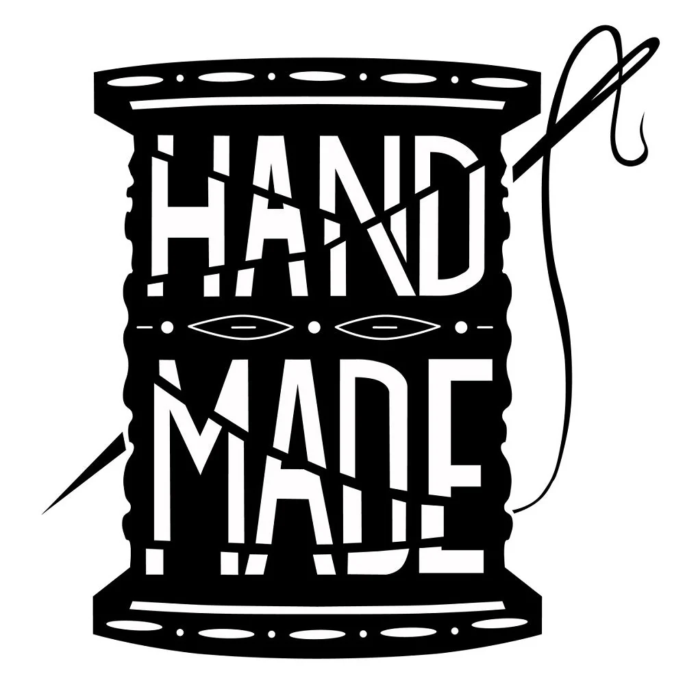 Handmade on Spool Fabric Panel - Black/White