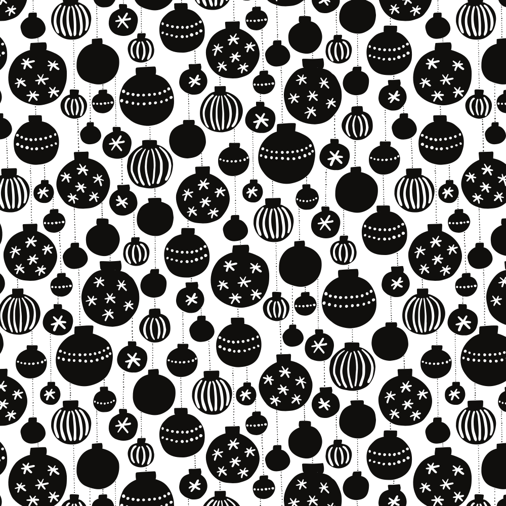 Hanging Baubles Fabric - Black/White