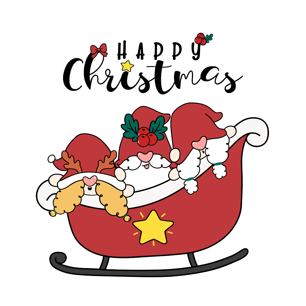 Happy Christmas Gnomes Fabric Panel