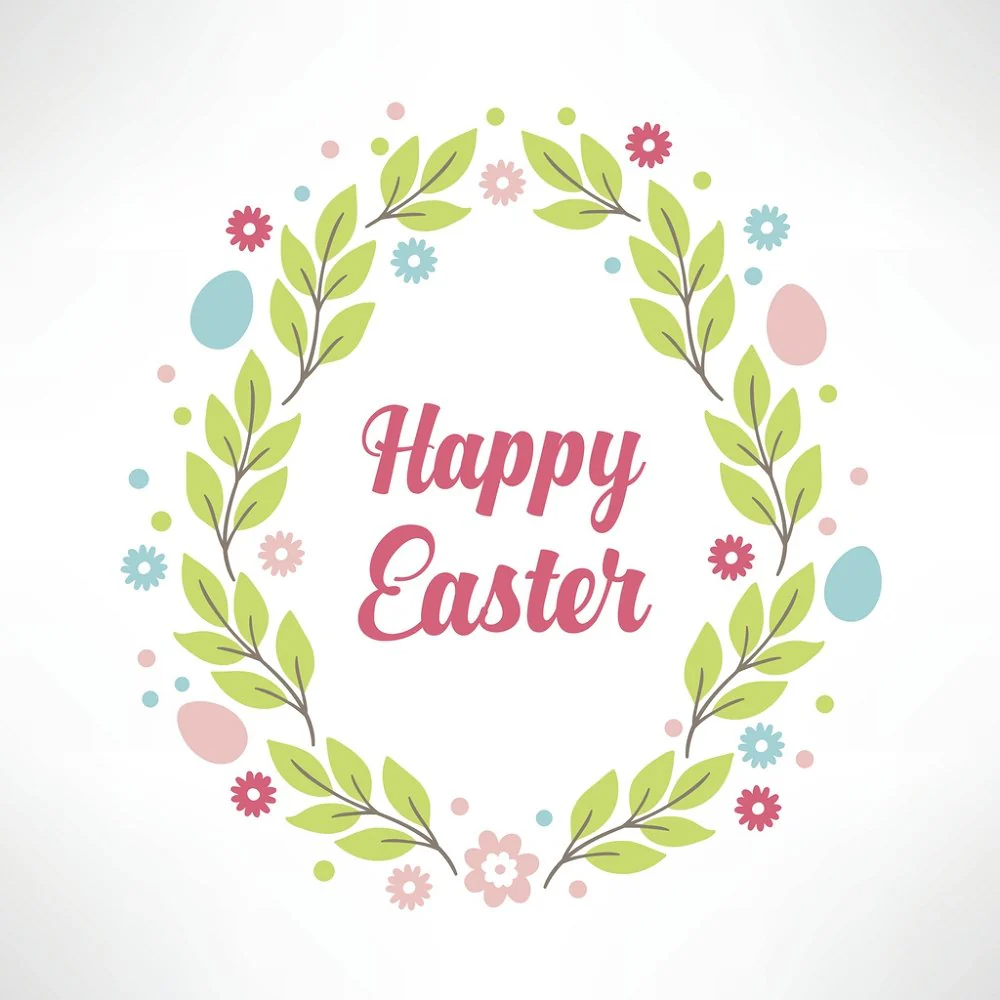 Happy Easter Floral Frame Fabric Panel