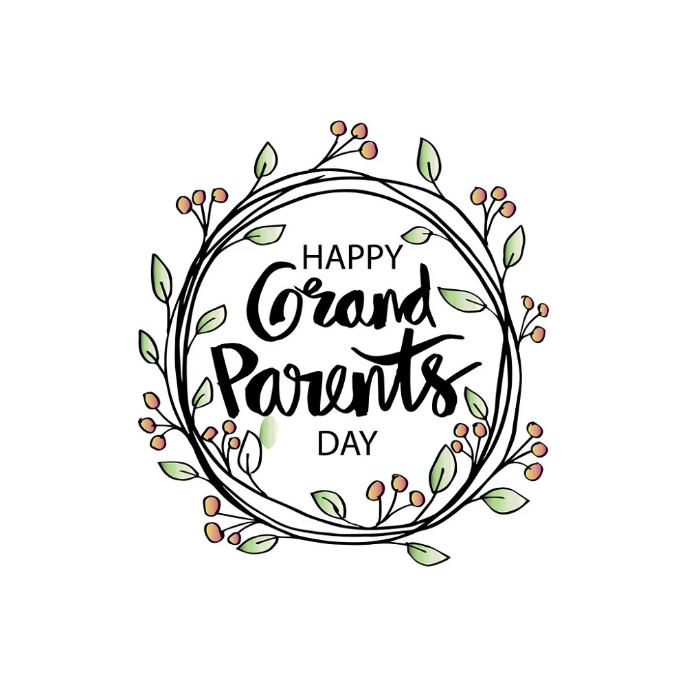 Happy Grandparents Day Wreath Fabric Panel