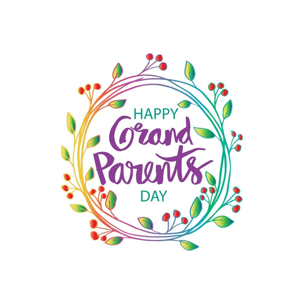Happy Grandparents Day Wreath Fabric Panel - Multi