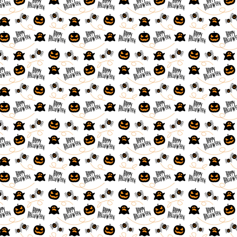 Happy Halloween Fabric - White