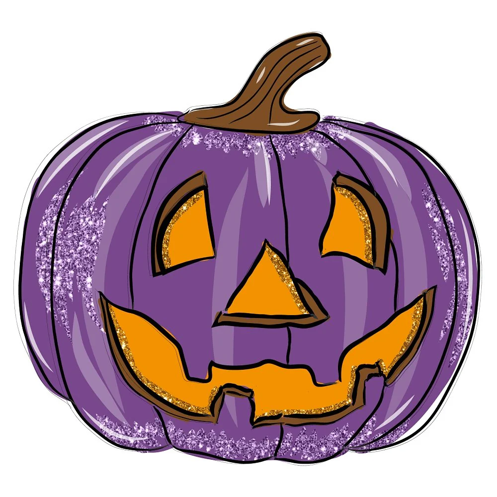 Happy Halloween Pumpkin Fabric - Purple