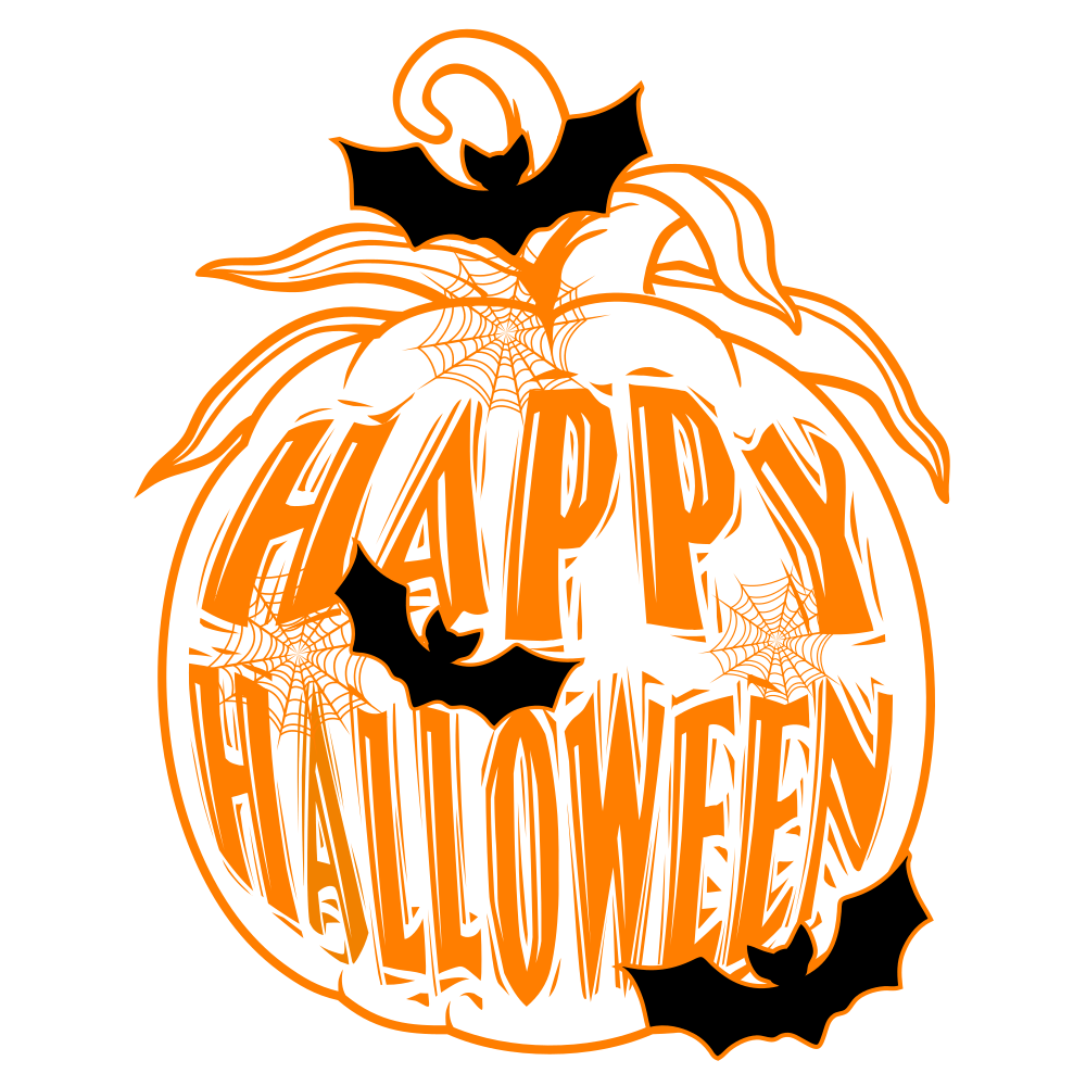 Happy Halloween Pumpkin Sketch Fabric Panel