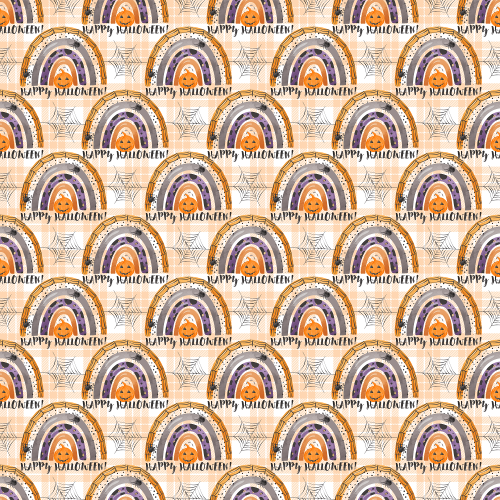 Happy Halloween Rainbow Fabric - Orange