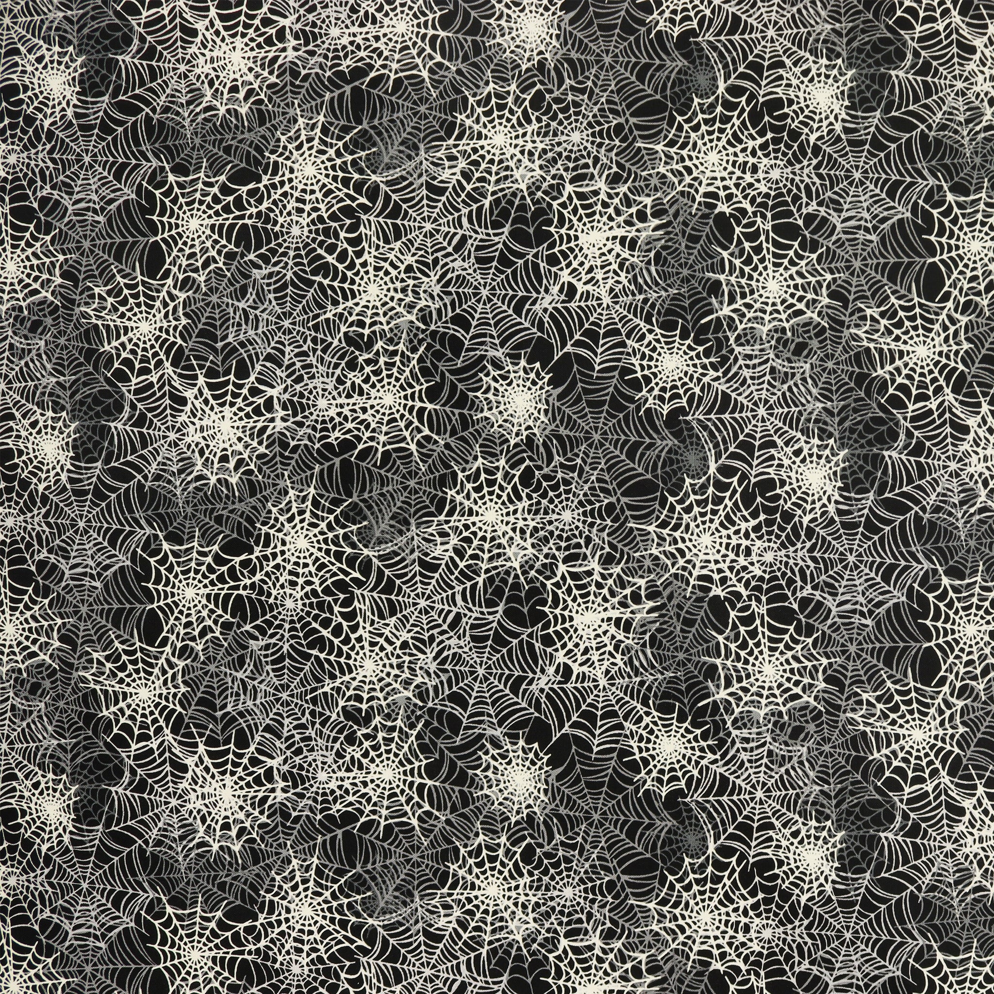 Happy Hauntings Fabric Collection - Spooky Spiderwebs Black