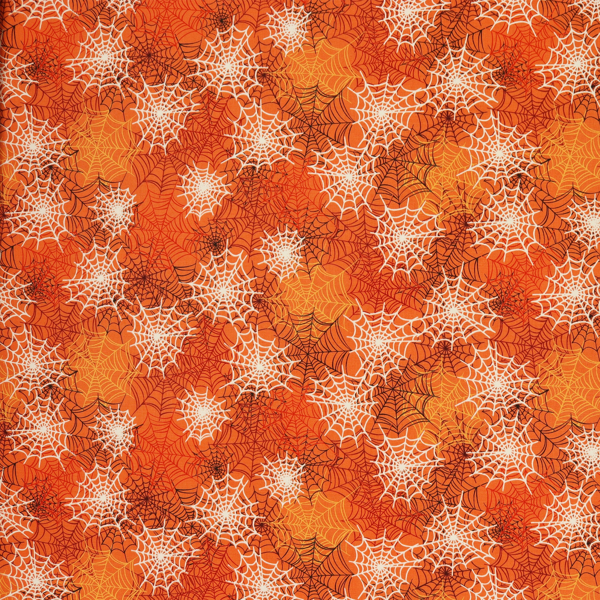 Happy Hauntings Fabric Collection - Spooky Spiderwebs Orange