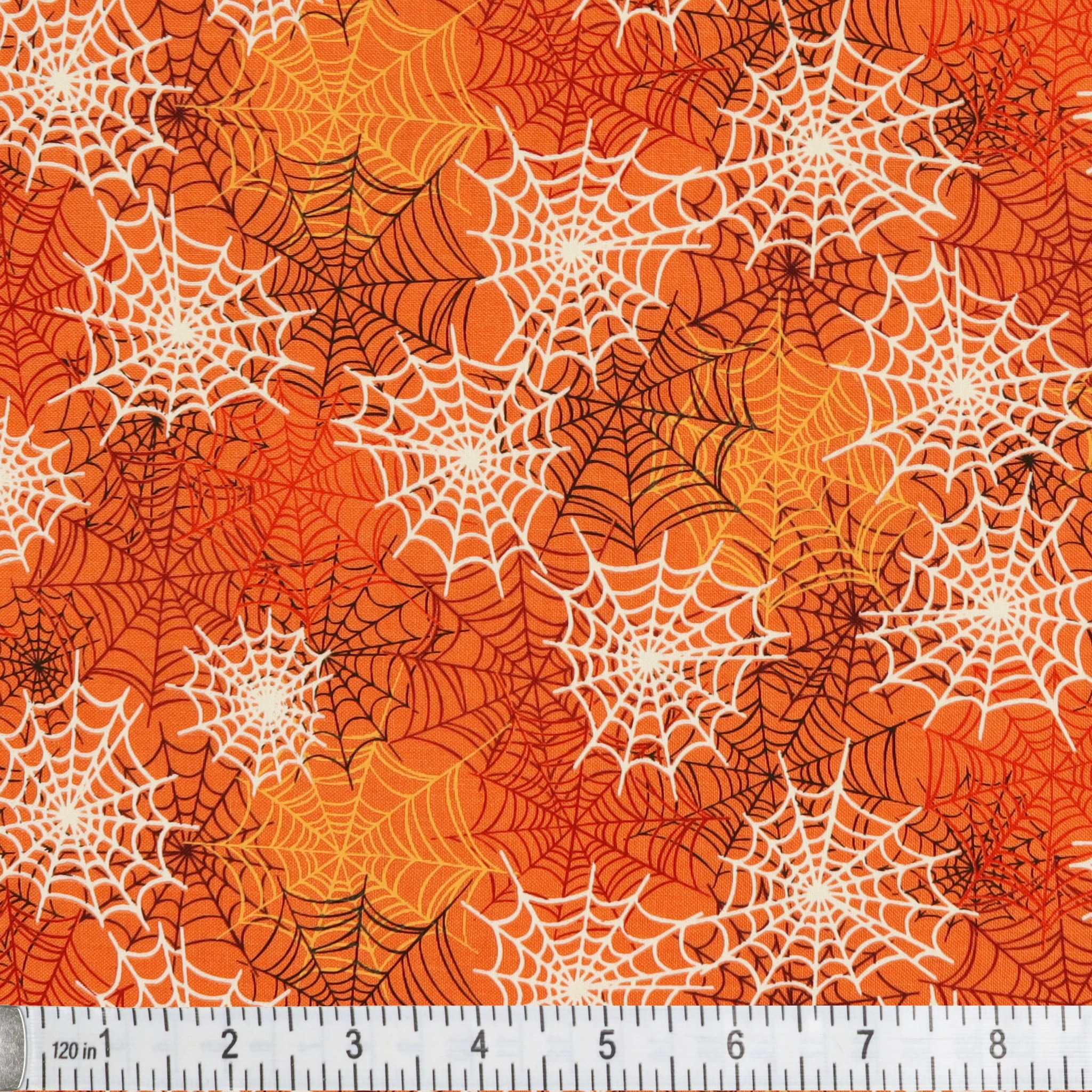 Happy Hauntings Fabric Collection - Spooky Spiderwebs Orange - Image 2