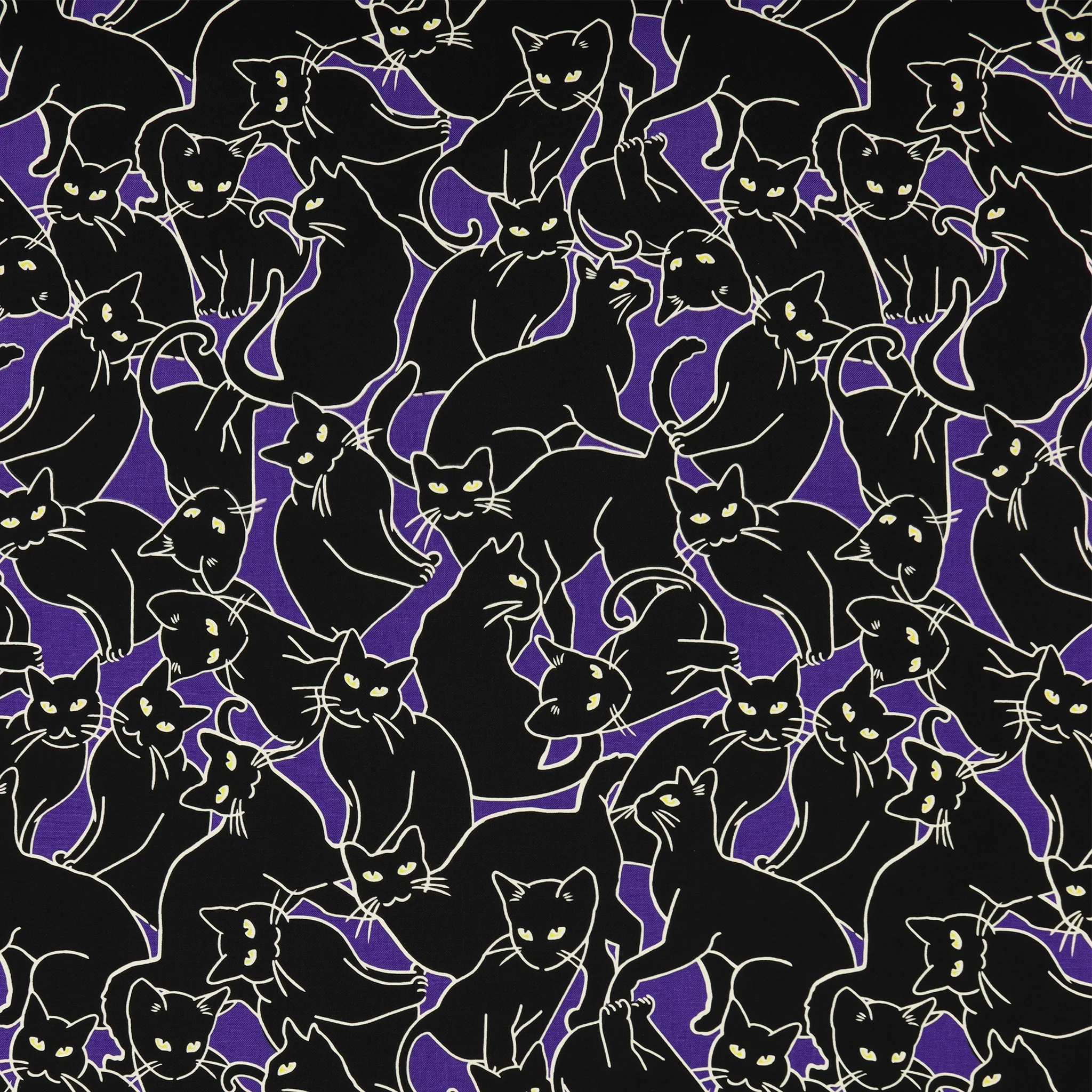 Happy Hauntings Fabric Collection - Cat Magic Purple