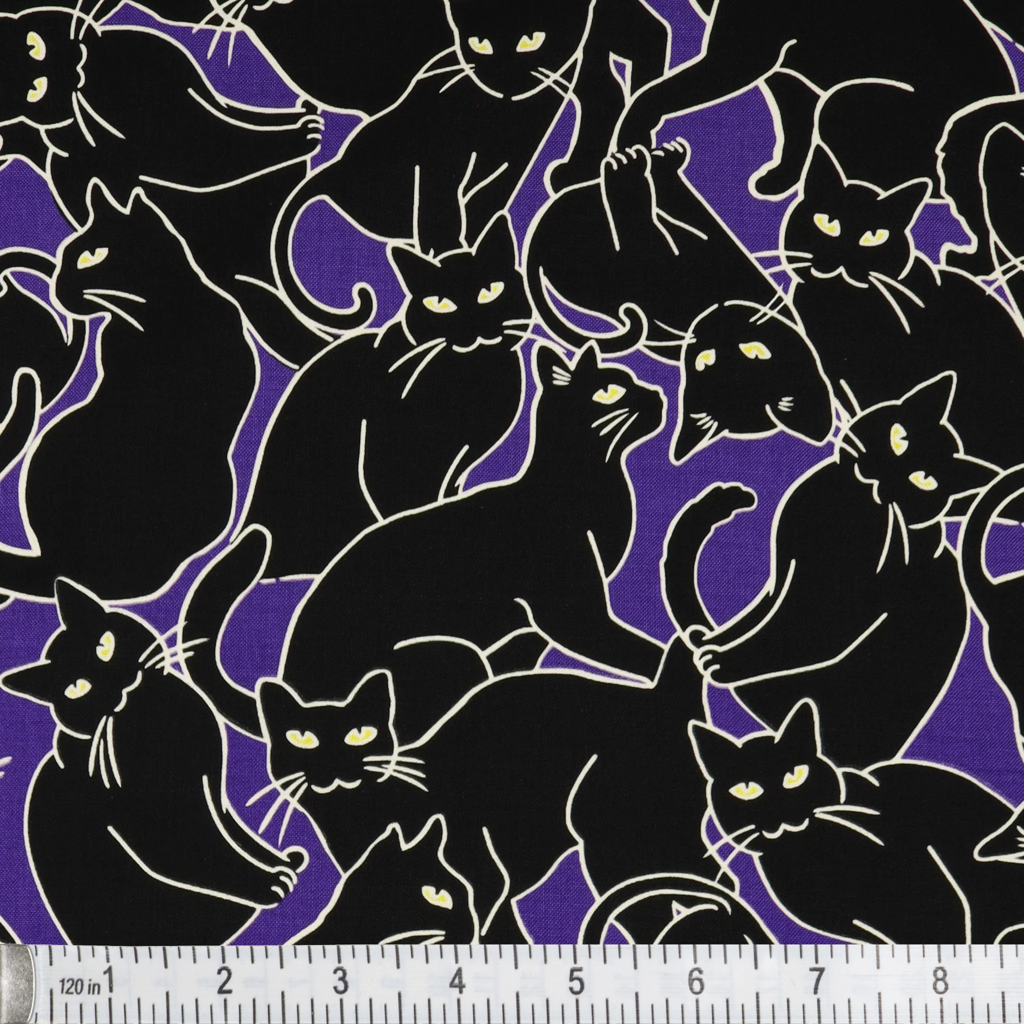 Happy Hauntings Fabric Collection - Cat Magic Purple - Image 2
