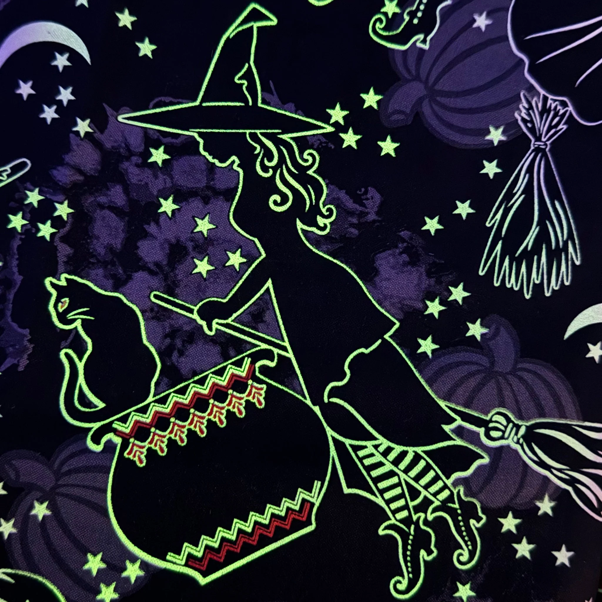 Happy Hauntings Fabric Collection - Cat Magic Purple - Image 5