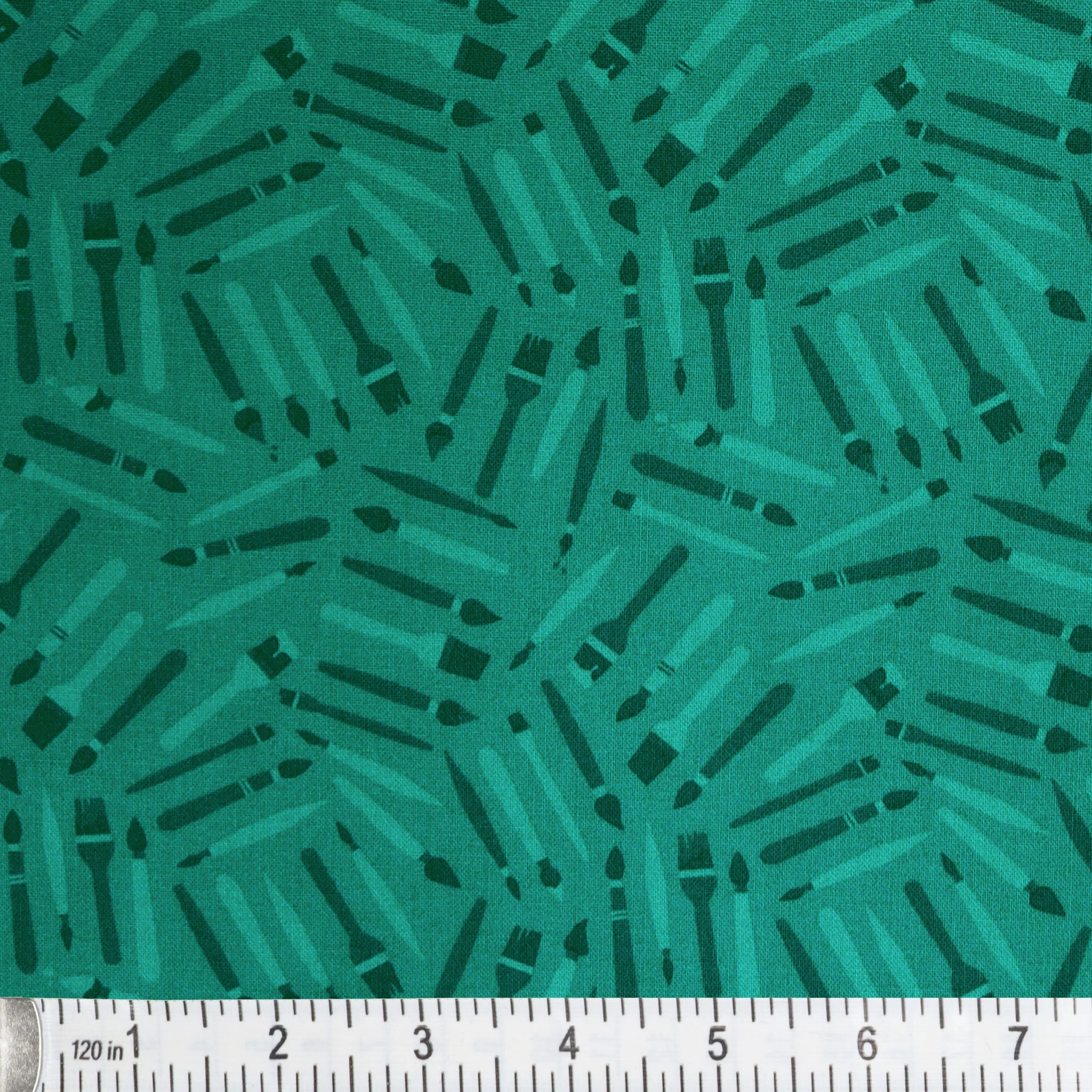 Happy Notes Fabric Collection - Brushes Teal - Image 2