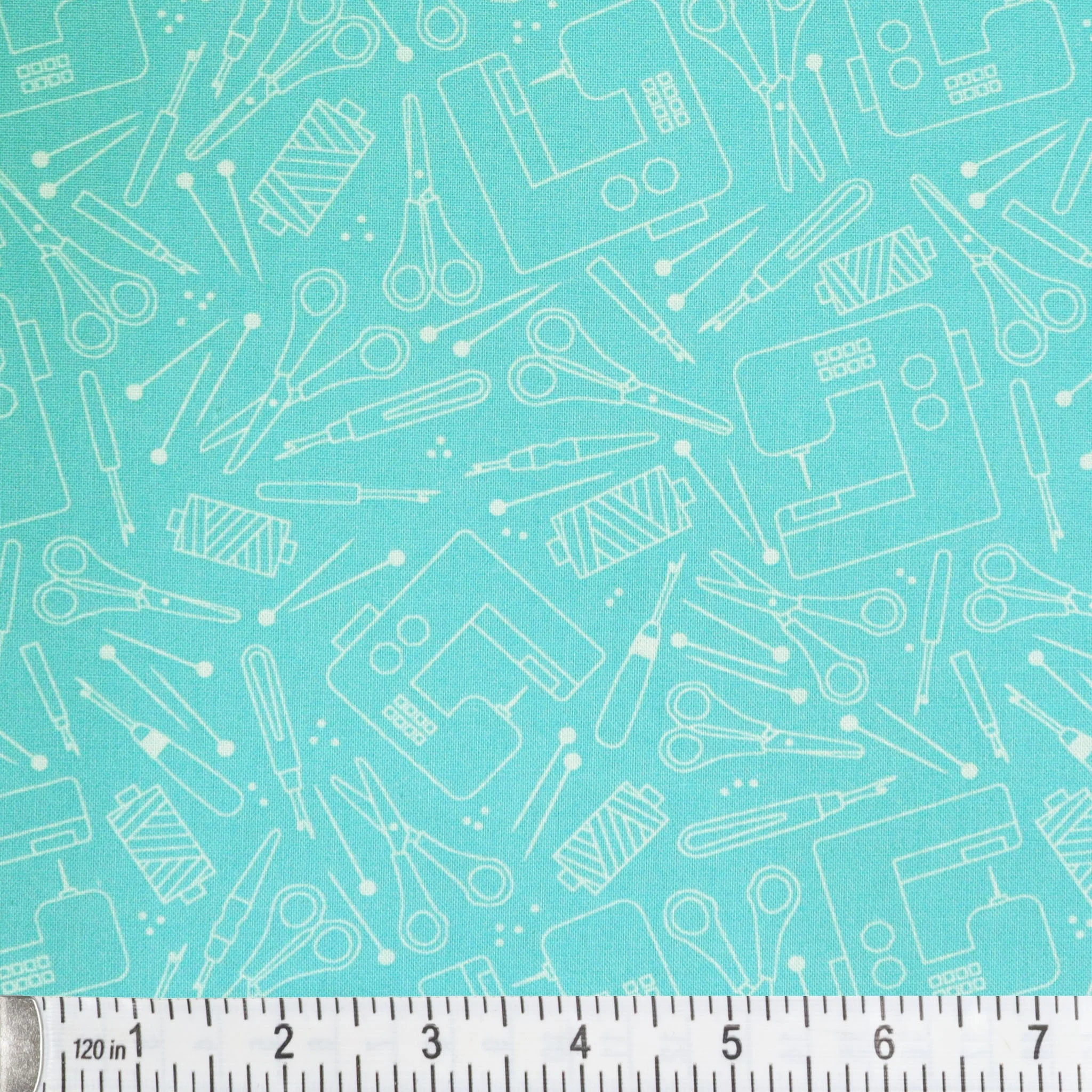 Happy Notes Fabric Collection - Happy Quilting Light Blue - Image 2