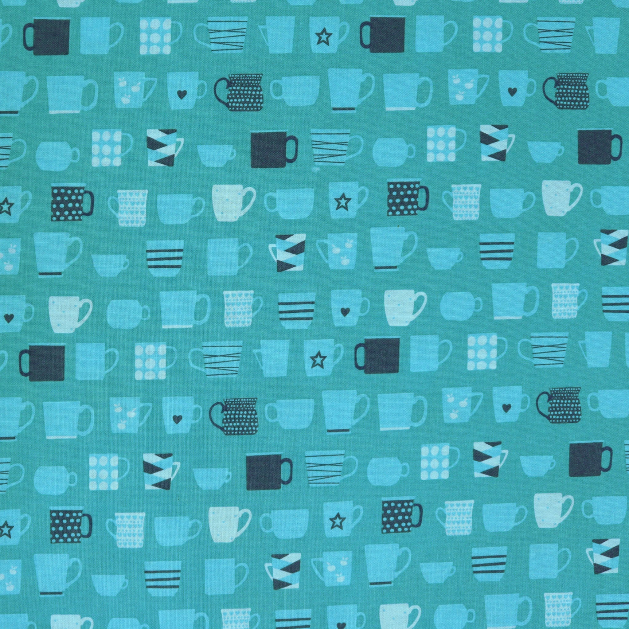 Happy Notes Fabric Collection - Tea Please Blue